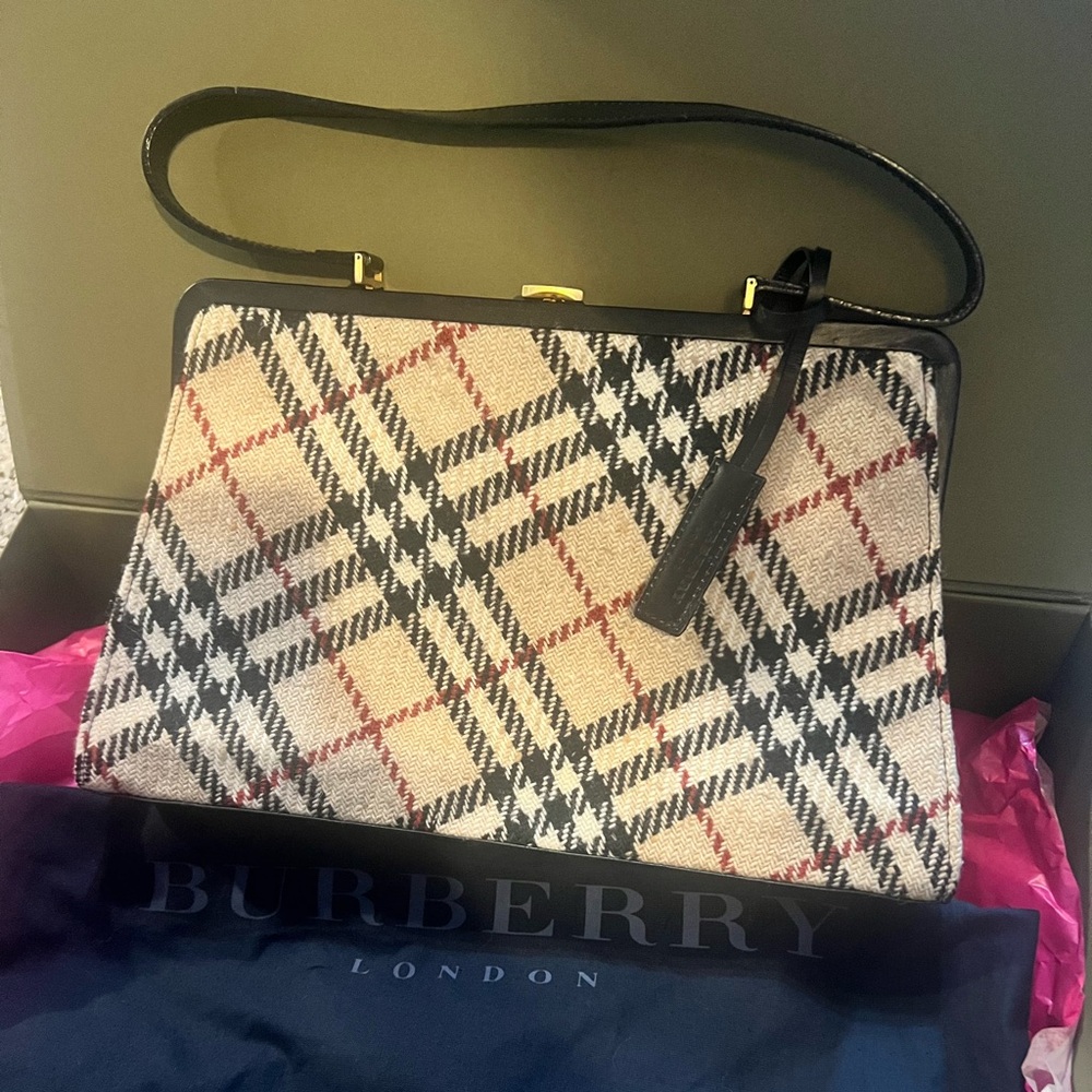 Burberry London Nova Check Tweed Shoulder Bag